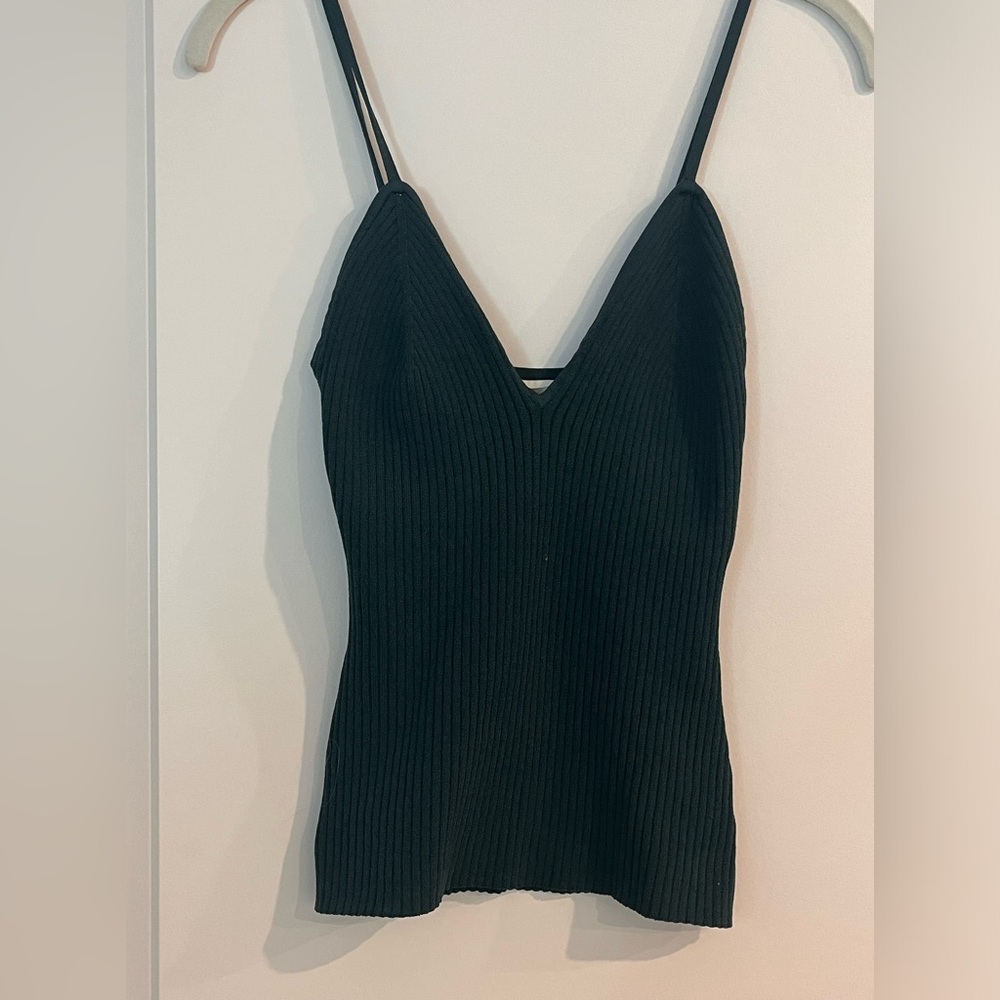 Green ribbed tank top
